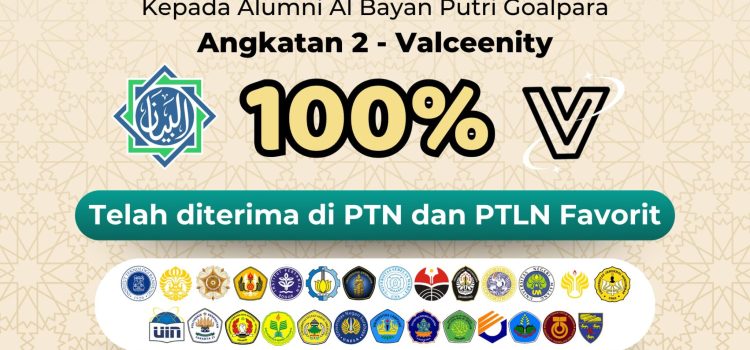 Siswi Angkatan 2 (Valceenity) 100% Lolos PTN & PTLN Favorit Siswi Angkatan 2 (Valceenity) 100% Lolos PTN & PTLN Favorit